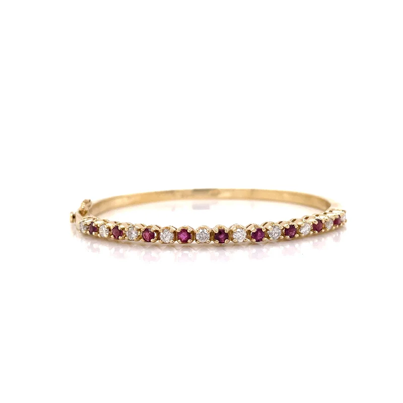 gold charm bracelet with initials RUBY AND DIAMOND BANGLE BRACELET