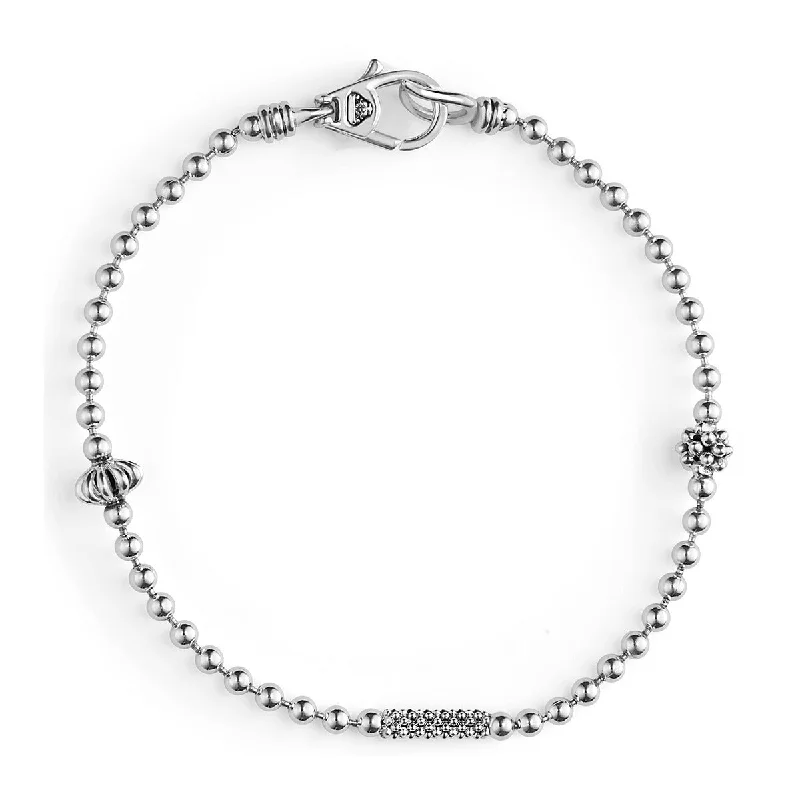 Silver Caviar Beaded Bracelet