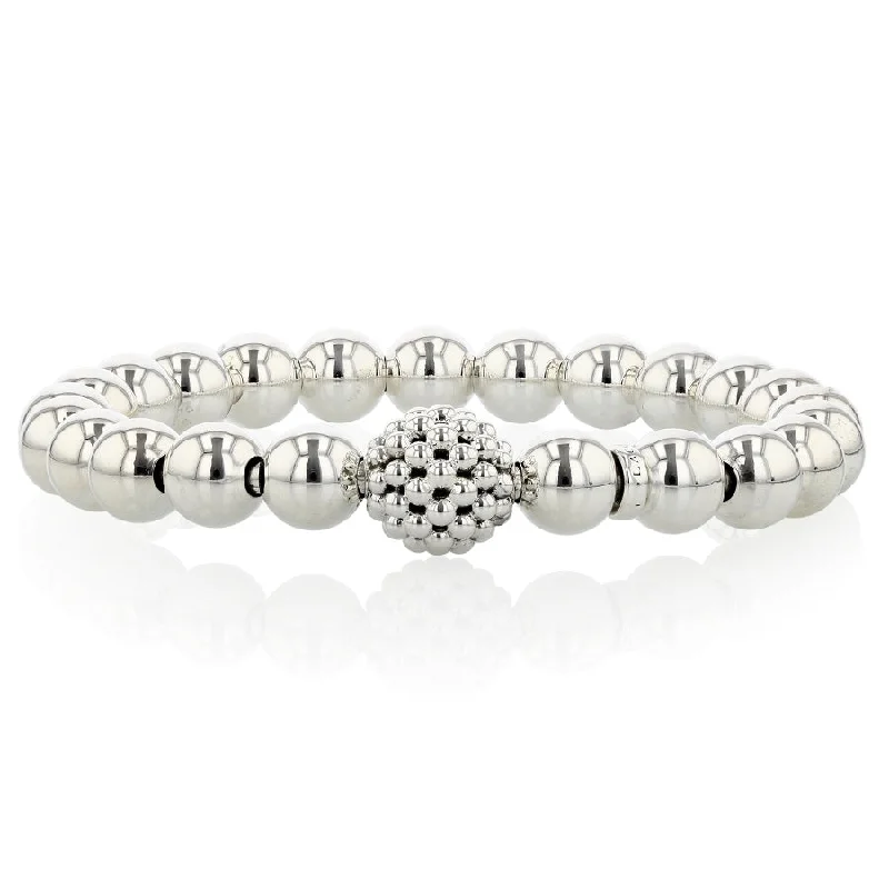 unique diamond stud earrings Stretch Silver Bead Bracelet
