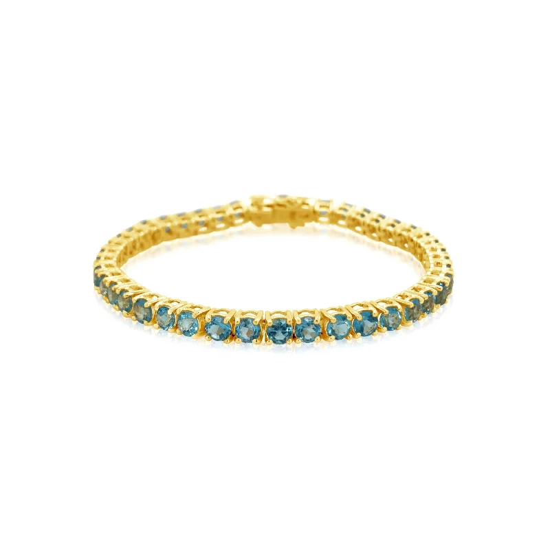sterling silver infinity loop ring Swiss Blue Topaz Tennis Bracelet