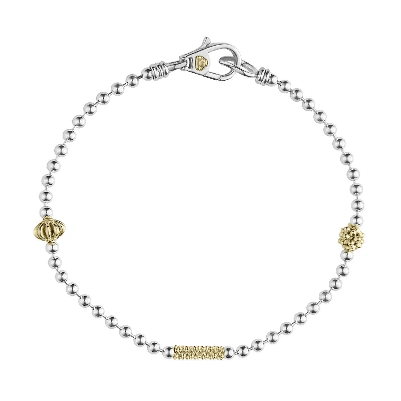 modern hexagon stud earrings Two-Tone Caviar Beaded Bracelet