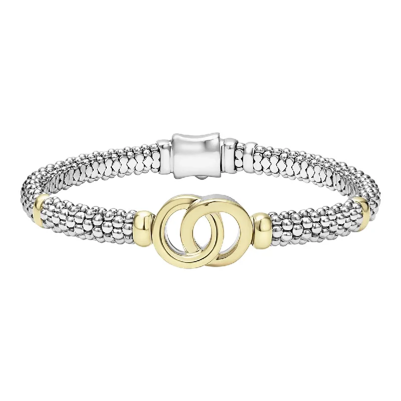 real diamond eternity band Two-Tone Interlocking Caviar Bracelet