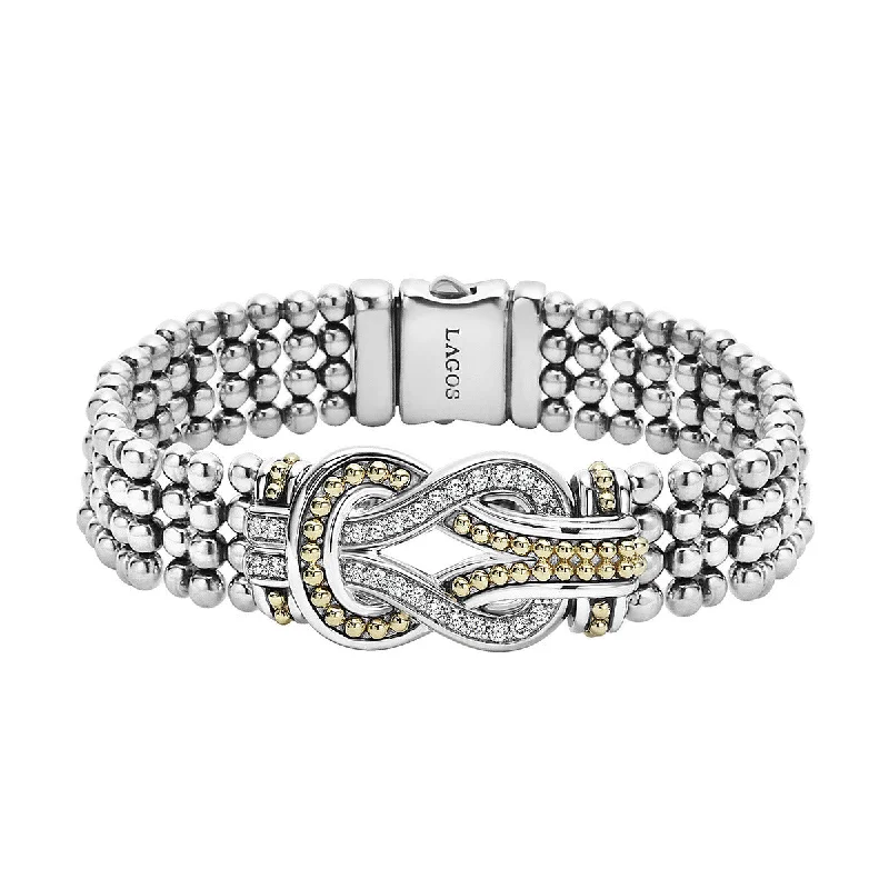 white topaz stacking rings Two-Tone Knot Diamond Statement Bracelet