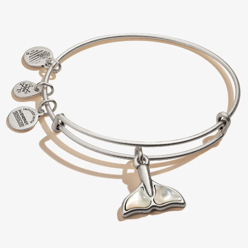 personalized hand-stamped bar ring Whale Tail Charm Bangle