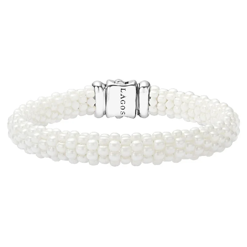 White Caviar Beaded Bracelet