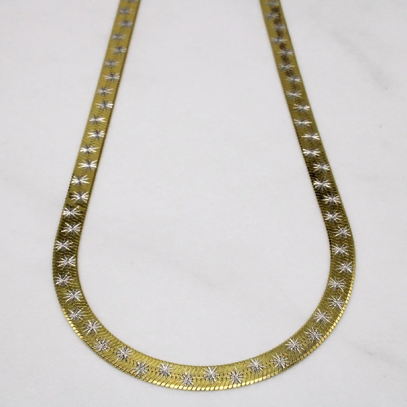 boho gemstone anklet 10k Two Tone Gold Star Flat Link Chain | 16" |