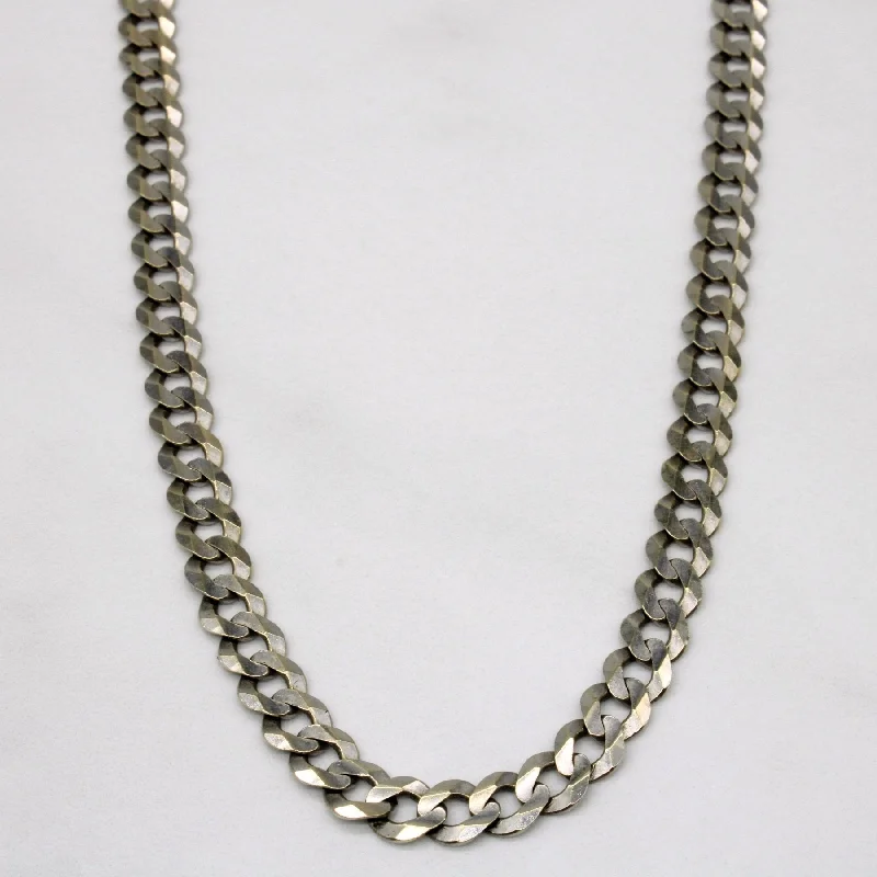 real ruby pendant necklace 10k White Gold Curb Link Chain | 24" |