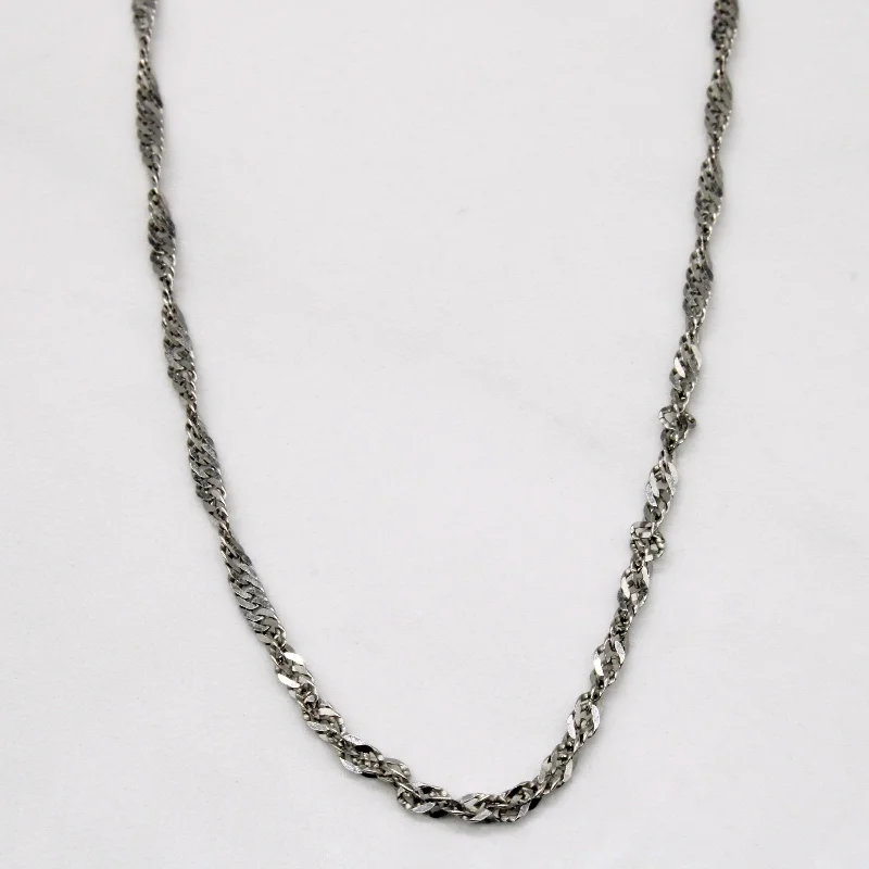 raw crystal cuff bracelet 10k White Gold Singapore Chain | 25" |