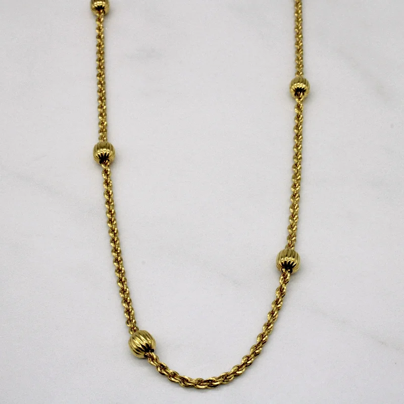 natural jade ring 10k Yellow Gold Rope & Ball Chain | 19" |