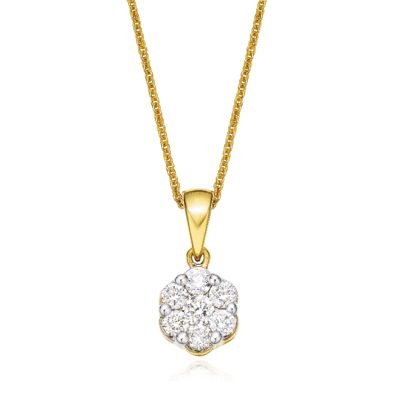 classic gemstone stud earrings 9ct Yellow Gold Round Brilliant Cut with 1/2 Carat tw of Diamonds Pendant