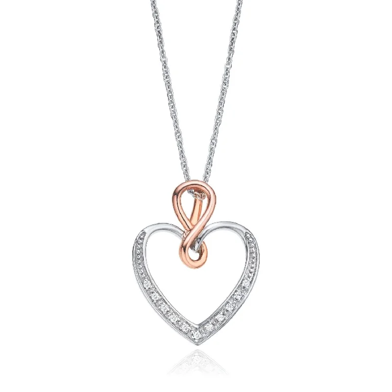 dainty silver hamsa bracelet Sterling Silver & 9ct Rose Gold Heart Pendant