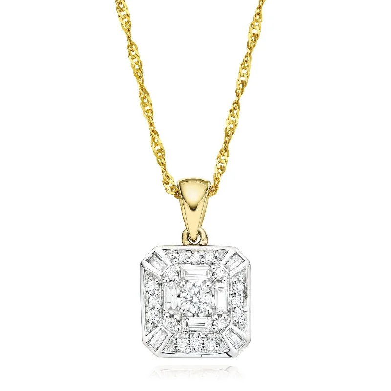 sterling silver braided ring 9ct Yellow Gold 0.33 Carat tw Diamond Pendant