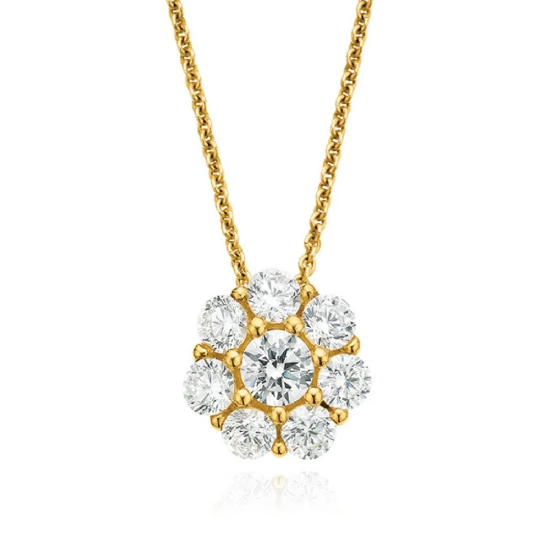sterling silver charm anklet 9ct Yellow Gold Silver Filled White Cubic Zirconia Cluster Pendant