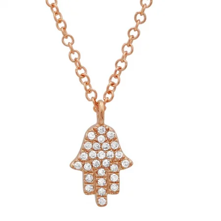vintage citrine ring 14K Rose Gold Diamond Petite Hand of God- Hamsa Pendant  & Chain