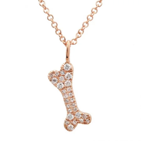 dainty opal nose ring 14K Rose Gold Diamond Dog Bone Pendant & Chain