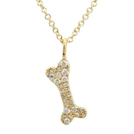 dainty sapphire stacking rings 14K Yellow Gold Diamond Dog Bone Pendant & Chain