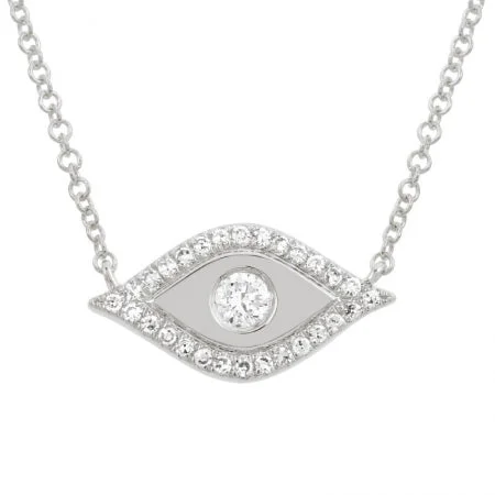 adjustable moon phase bracelet 14K White Gold Diamond Evil Eye Necklace