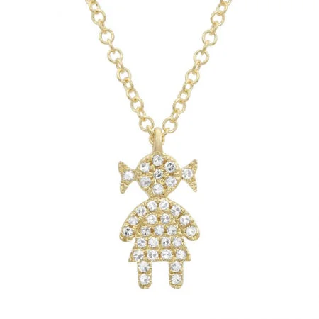 modern geometric silver ring 14K Yellow Gold Diamond Girl Necklace
