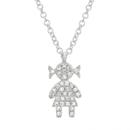 rose gold initial pendant necklace 14K White Gold Diamond Girl Necklace