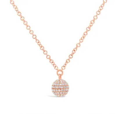 real smoky quartz pendant 14K Rose Gold Diamond Pave Ball Necklace
