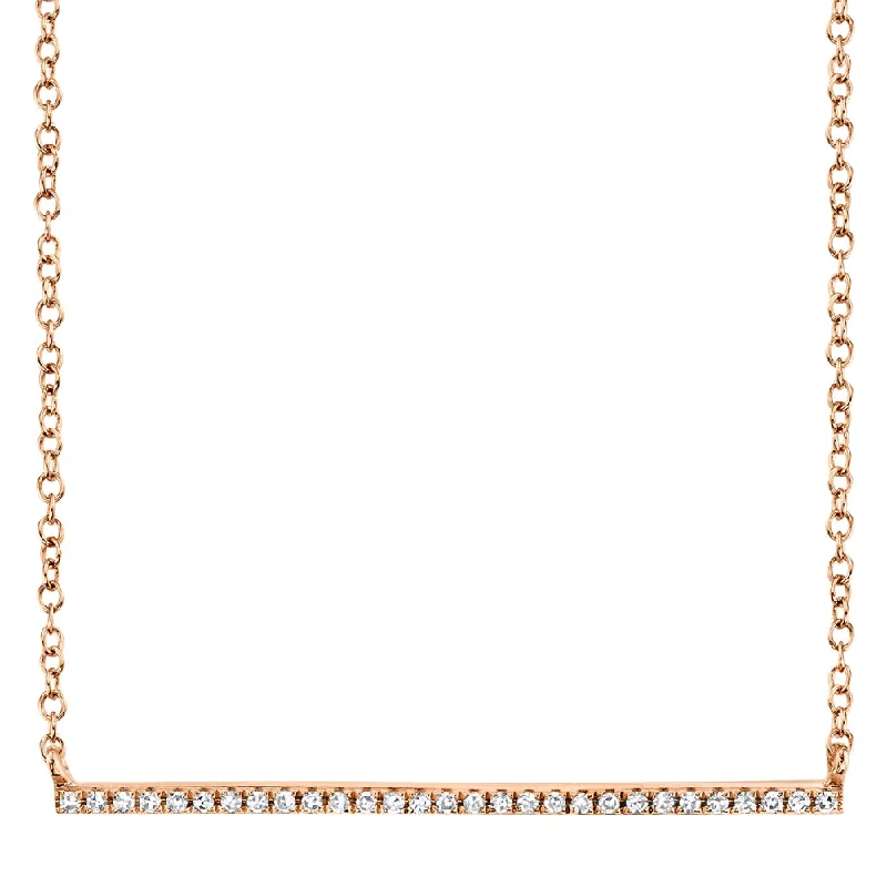 geometric diamond earrings gold 14K Rose Gold Diamond Bar Necklace