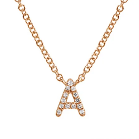 vintage-inspired pearl brooch 14K Rose Gold Diamond Initial Necklace