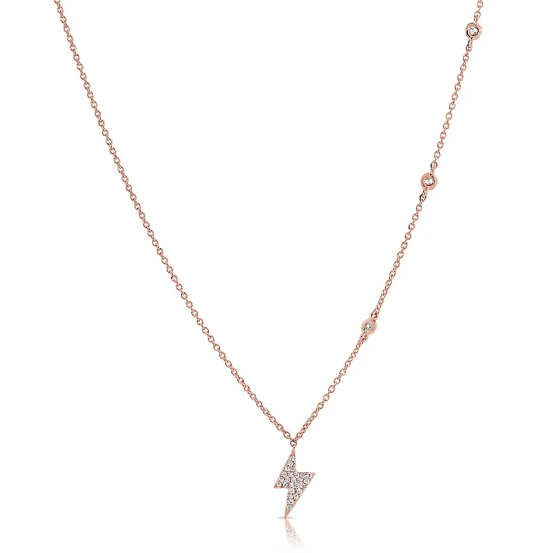 real citrine gemstone pendant 14K Rose Gold Diamond Lightning Bold Diamond Necklace real citrine gemstone pendant 14K Rose Gold Diamond Lightning Bold Diamond Necklace