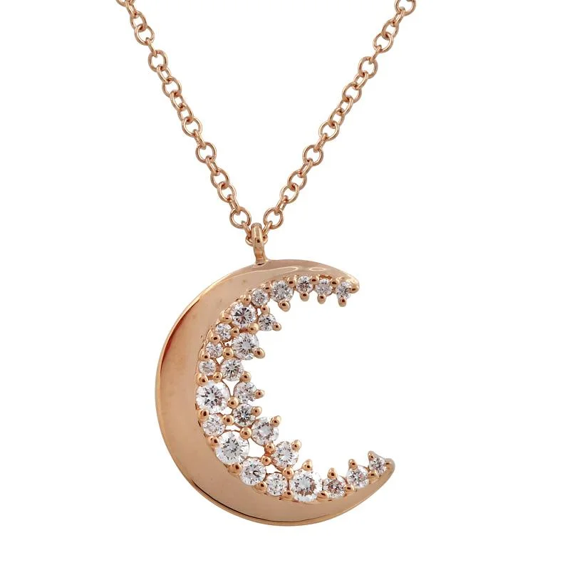 opal and gold earrings 14K Rose Gold Diamond Moon Necklace
