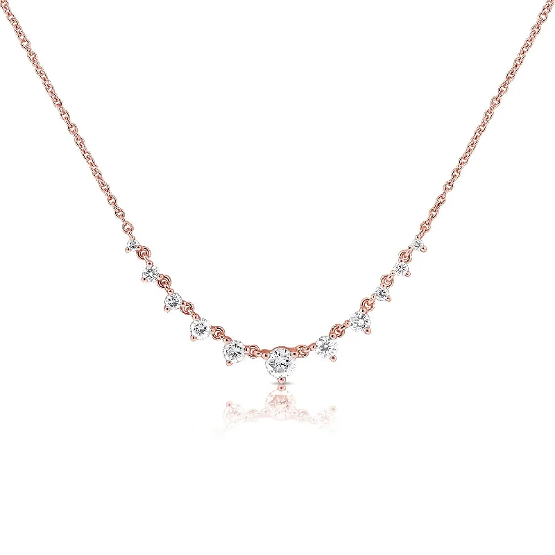 dainty ruby stacking rings 14K Rose Gold Graduating Diamond Necklace