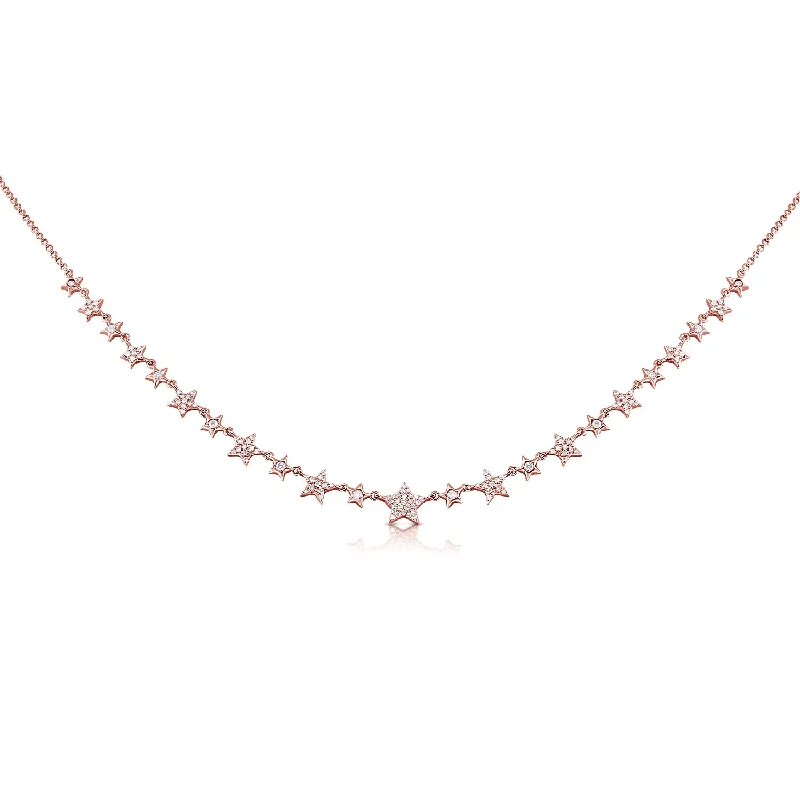 boho tassel earrings handmade 14K Rose Gold Mini Diamond Star Necklace