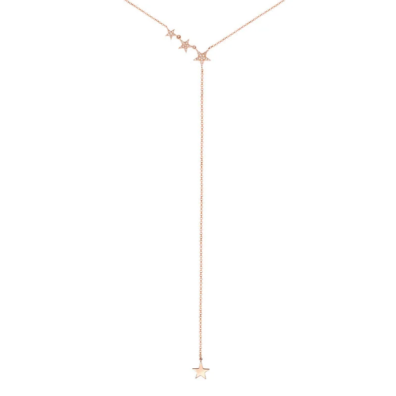 minimalist rose gold bracelet 14K Rose Gold Star Lariat Necklace