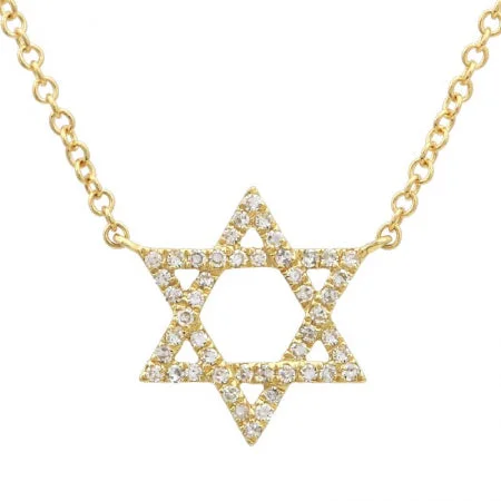 bold Cuban link bracelet men 14K Yellow Gold Star Of David Diamond Necklace