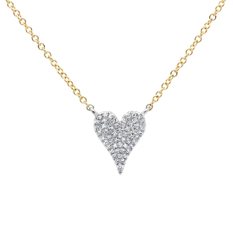 vintage-style diamond halo ring 14K Two Tone Gold Pave Diamond Heart Necklace (Small)