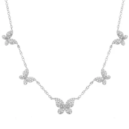dainty silver hamsa bracelet 14K White Gold (5) Butterfly Diamond Necklace
