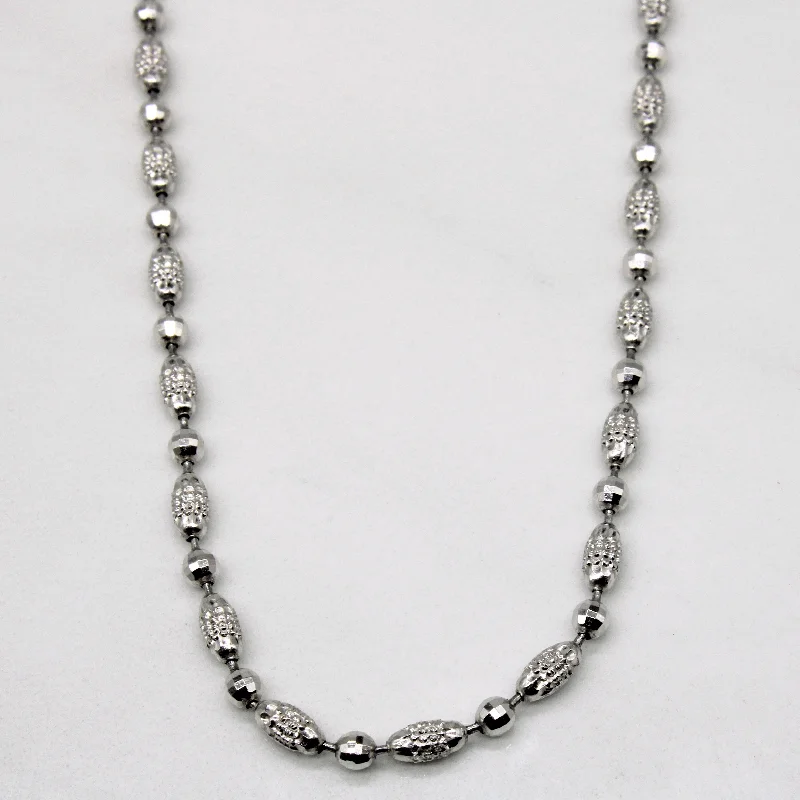 handcrafted silver cross pendant 14k White Gold Bead Chain | 18" |