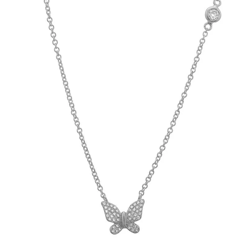 real turquoise drop earrings 14K White Gold Butterfly Necklace with Diamond Bezel Chain