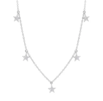 handmade coin pendant necklace 14K White Gold Dangling Diamond Star Necklace