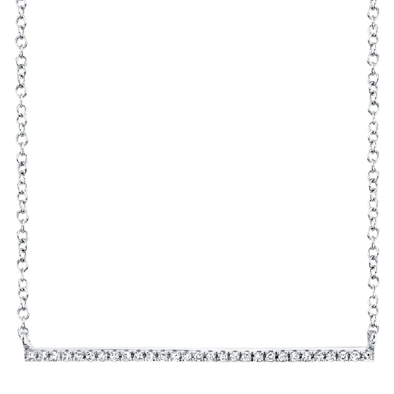 modern infinity signet ring 14K White Gold Diamond Bar Necklace