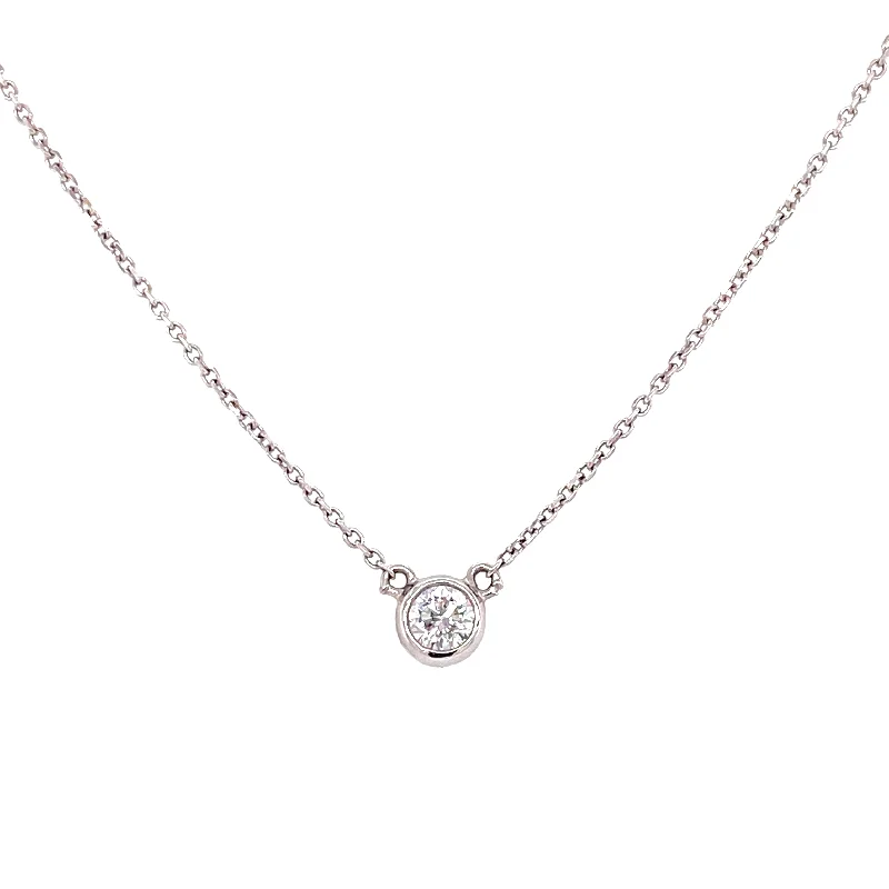 modern geometric drop earrings 14K White Gold Diamond Bezel Necklace
