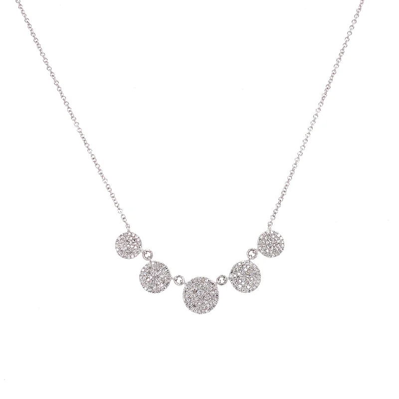 personalized engraved signet ring 14K White Gold Diamond Disc Necklace