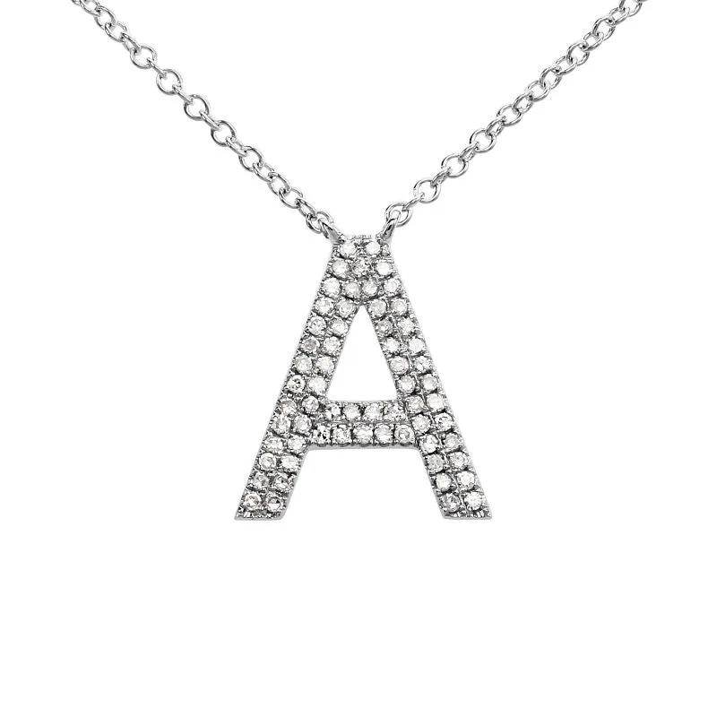 large vintage statement necklace 14K White Gold Diamond Double Row Initial Necklace