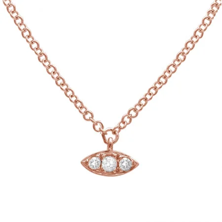dainty rose gold anklet 14K Rose Gold Diamond Evil Eye Necklace