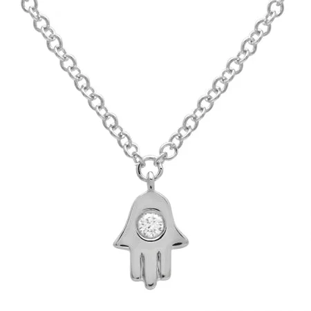 men’s titanium ring with diamonds 14K White Gold Diamond Hamsa Necklace