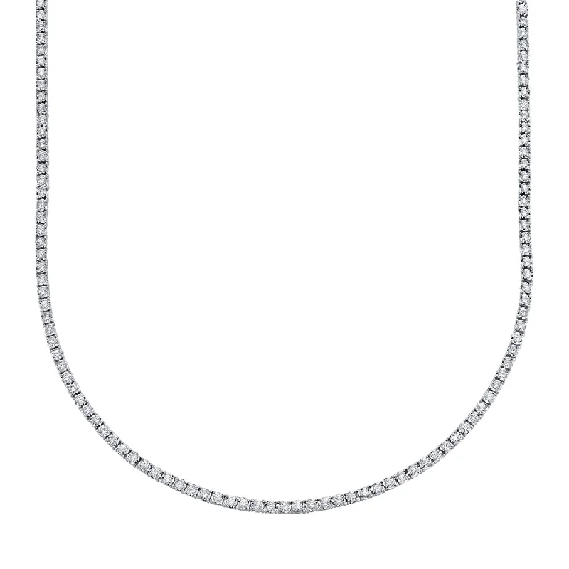 classic diamond hoop earrings 14K White Gold Diamond Small Tennis Necklace