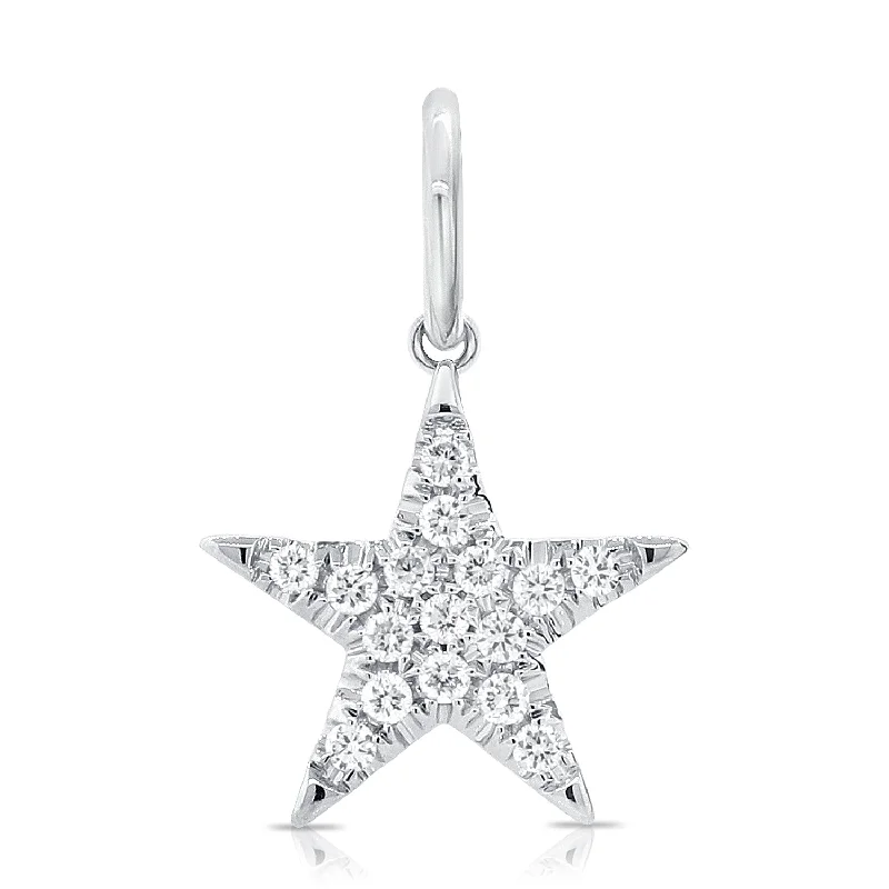silver wedding band with engraving 14K White Gold Diamond Star Pendant