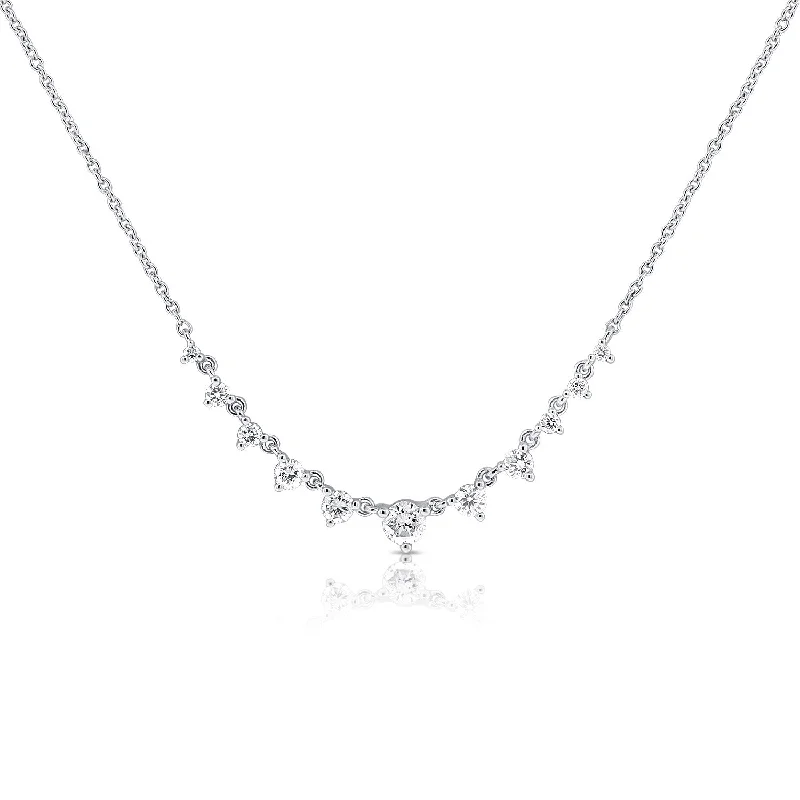 vintage floral engagement ring 14K White Gold Graduating Diamond Necklace