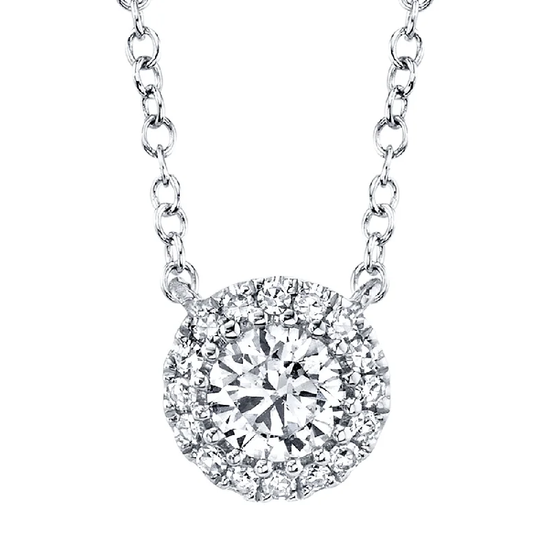 celestial lunar eclipse pendant 14K White Gold Round Brilliant Diamond Necklace