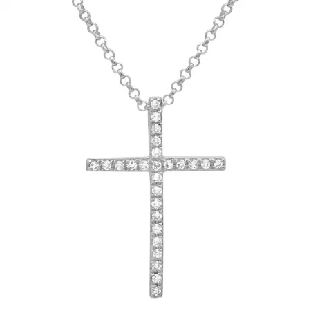hammered gold disc necklace 14K White Gold Small Cross Pendant