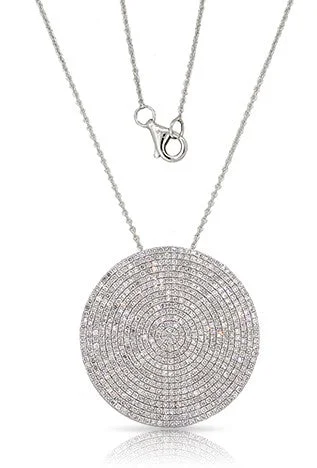 bold gothic skull necklace 14k White Gold X-Large Disc Pendant & Chain
