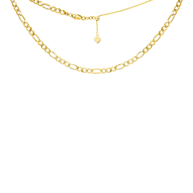 sterling silver charm anklet 14K Yellow Gold Adjustable Figaro Choker Necklace